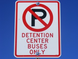 Detention Center Buses Only Sign by the Clark County Detention Facility Downtown Las Vegas